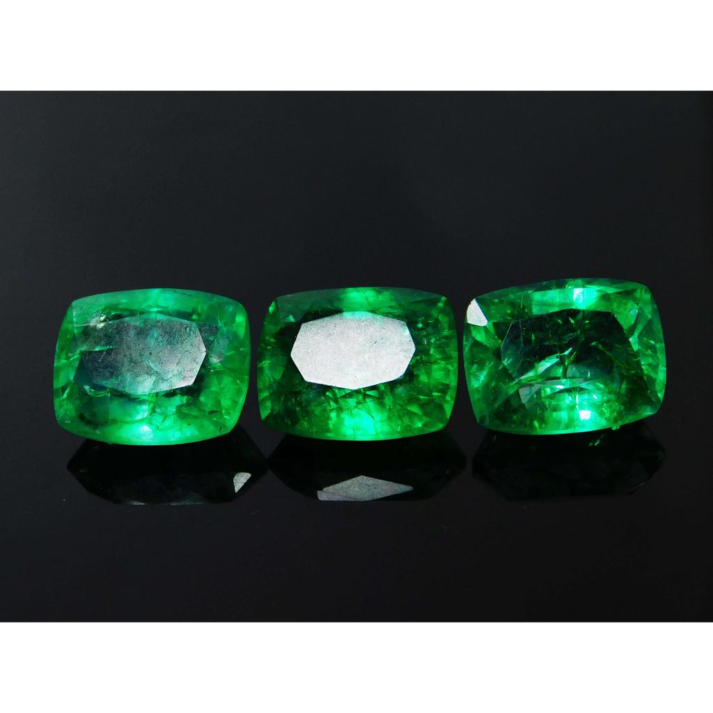 4 Pcs Green Emerald CERTIFIED Natural Cushion Cut 40 Ct Lot Loose Gemstone MULTTIQ8