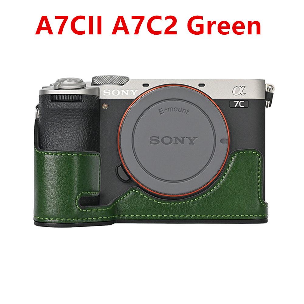 PU-Leder Kamera Halbkörperhülle für Sony A7CII A7C2 mit Batterieöffnung Bodenabdeckung