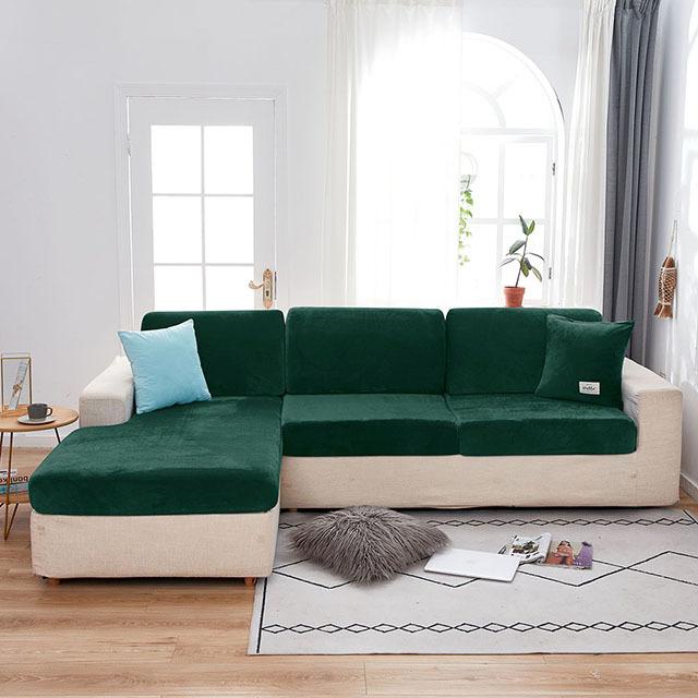 Velvet Plush L Shaped Sofa Cushion Cover For Living Room Elastic Furniture Couch Slipcover Chaise Longue Sofa Seat Cover Stretch