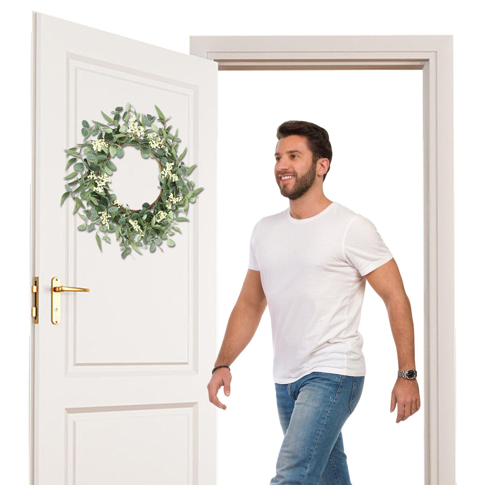 20inch Eucalyptus Wreath with Berries Artificial Greenery Wreath Year Round Wreaths for Front Door China Mainland