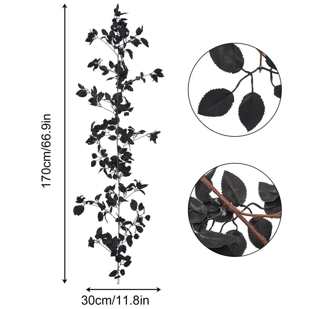 2 Pcs Artificial Black Eucalyptus Garlands Faux Hanging Eucalyptus Vine for Wedding Table Centerpiece Indoor Outdoor