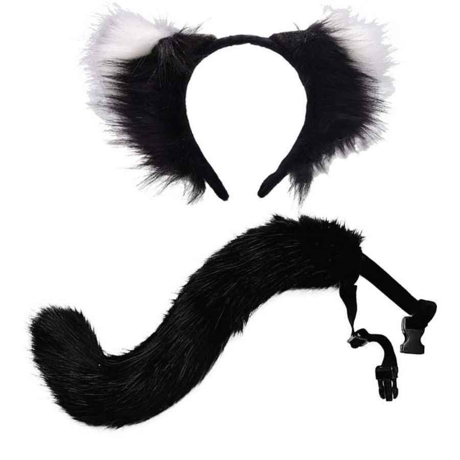 Sexy Fox Mask Tail Set Holiday Party Role Play Furry Animal Mask Tail Halloween Masquerade Party Props Stage Performance Set