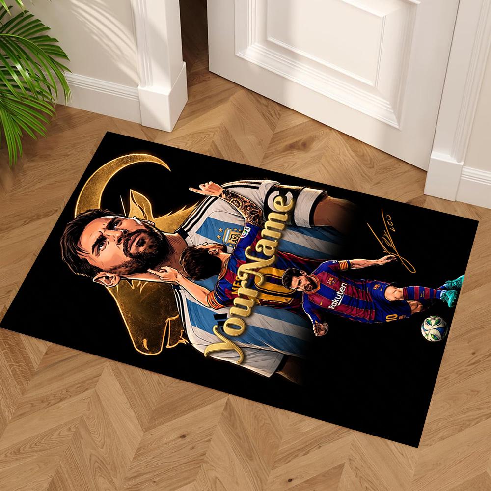 Messi Customize Text Floor Mat Suitable for Balcony Bedrooms Dormitory Kitchen Antislip Carpet Office home decor Perfect Gift for Women/Men