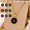 6Pcs DIY Letter Pendant Y2K Jewelry Making Charm Round Stainless Steel Pendant  Jewelry Accessories