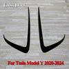 2Pcs Car Front Fog Light Cover For Tesla Model 3 Y 2017-2024 Lamps Blade Trim Spoiler Wind Knife Bumper Gloss Black ABS Tuning