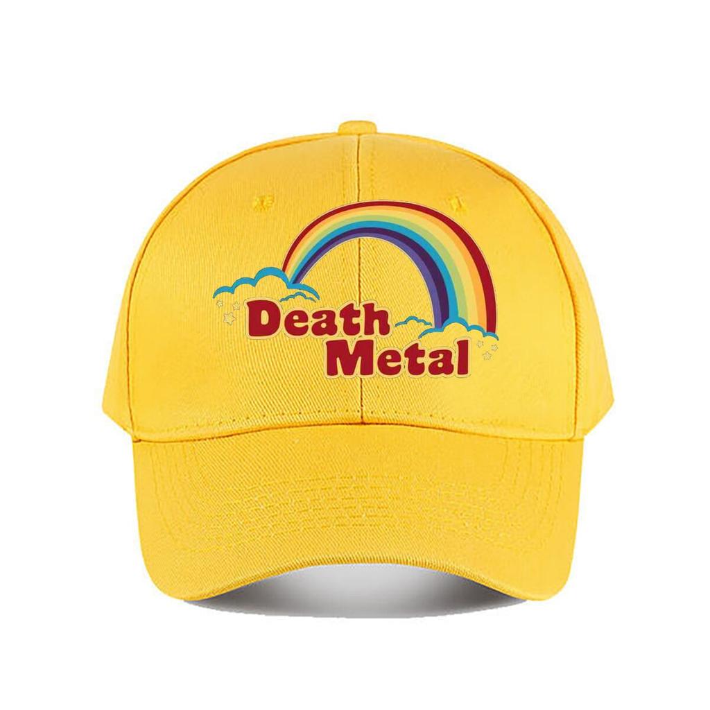 Rainbow  Death Metal Contrast Kitsch Emblem Design Baseball Cap Fashion Outdoor Sports Sunhat Unisex Snapback Cap WoUnisexs
