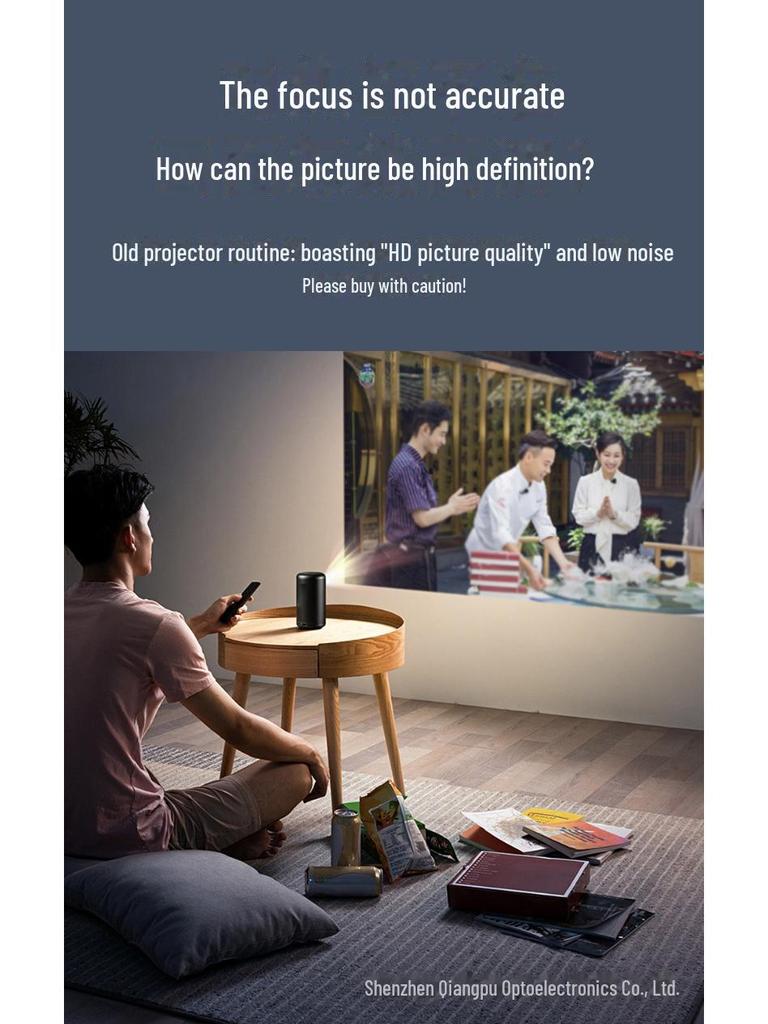 Qiangpu HD Android Smart Projector: Portable Voice-Activated Home Theater for Living Room Use