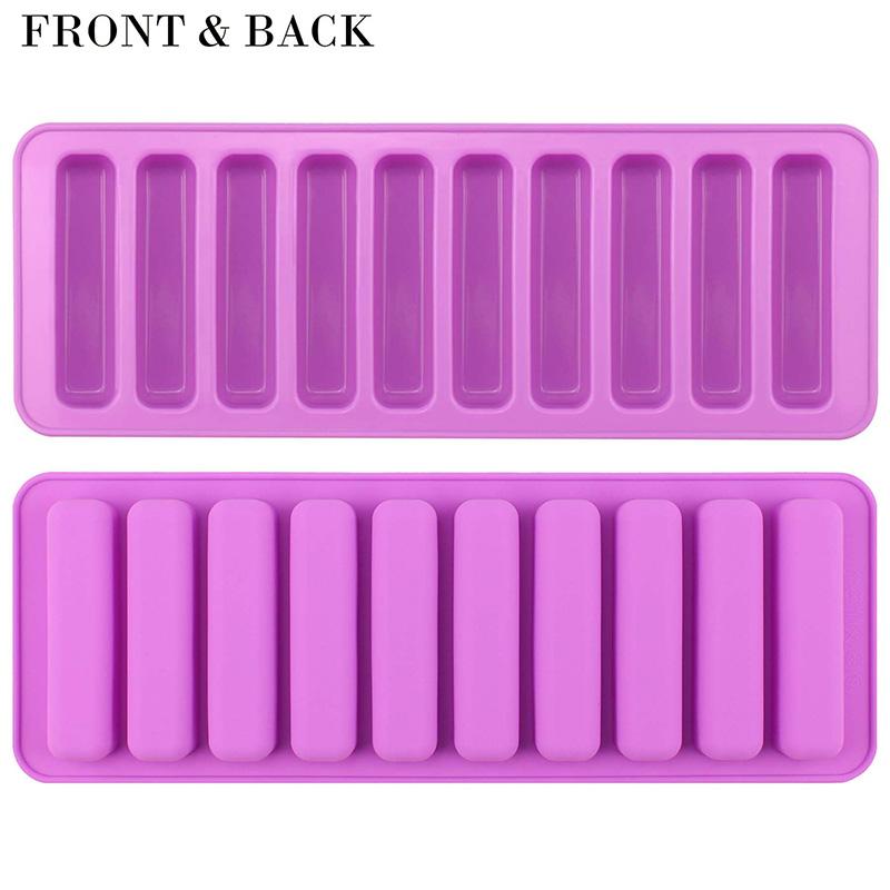 2 PCS Long Strips Silicone Mold Cookie Molds Chocolate Rectangular Cereal Bar Molds Ice Cube Tray Jelly Cake Baking Tools