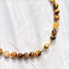 10mm Autumn and Winter Retro High Quality Natural Tiger's Eye Citrine Design Necklace Collarbone Chain Sweater Chain Women