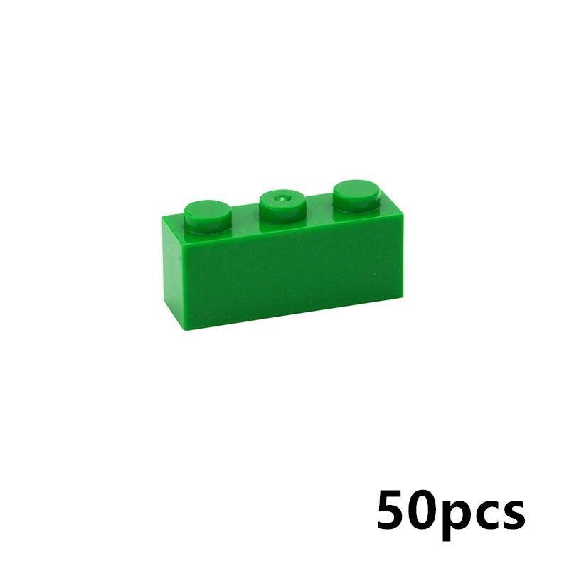 50pcs Thick Figures Bricks 1x3 Dots DIY Building Blocks Educational Creative Size Compatible With 3622 Plastic Toys For Children