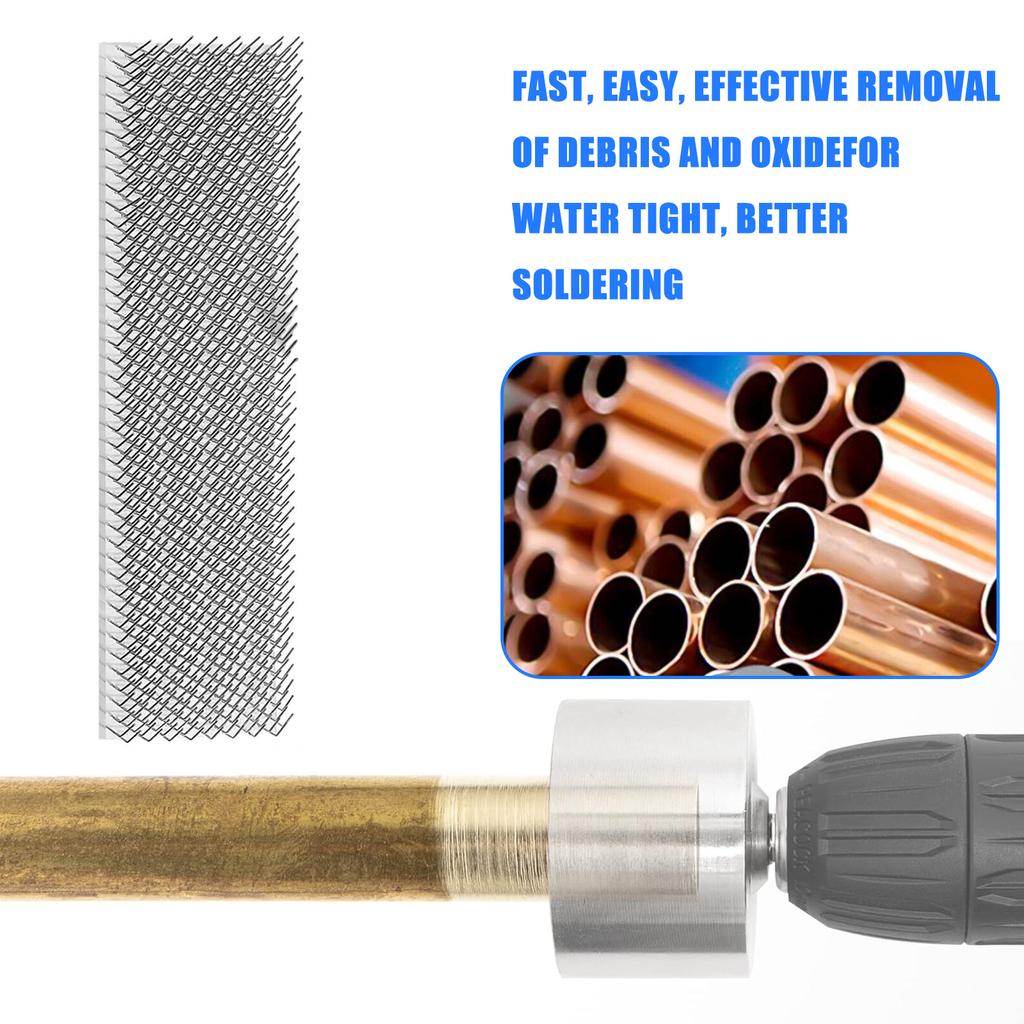 Full Metal Copper Pipe Cleaner Tube Cleaning Brush for Drill with Replaceable Brushes for Professional Plumbers Industry