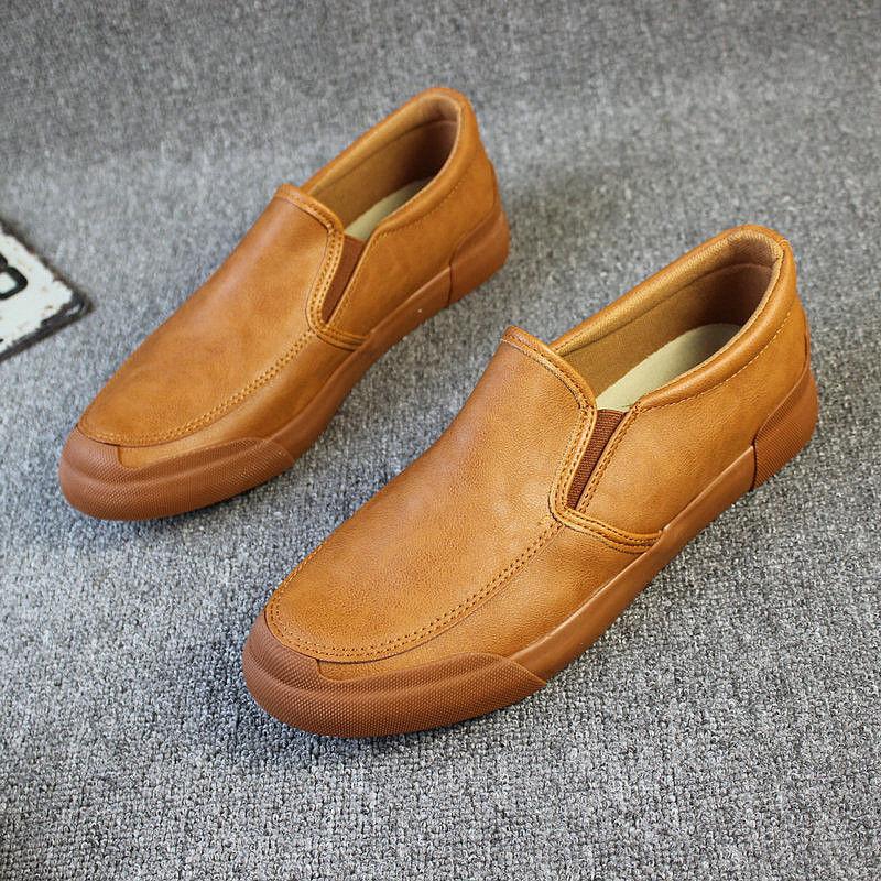 Fashion Flat Shoes Men's New Style One Foot Casual Leather Shoes Mens Thick Soled Board Shoes Single Shoe Loafers designer loafers men