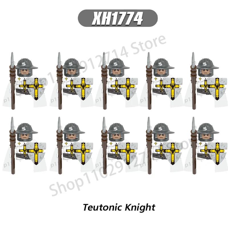 10Pcs/Set Historical Medieval Sparta Heroes Crusader Roman Soldiers Building Blocks Military Action Figures Bricks Toys For Kids