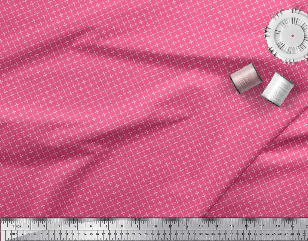Soimoi Japan Crepe Satin Fabric Geometric Small Print Fabric by Metre 42 Inch
