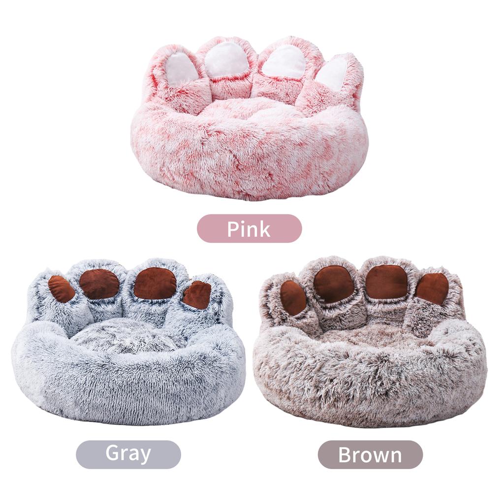 Plush Dog Bed Bear Paw Shape Pet Bed for Cats and Dogs Cute Soft Dog Basket