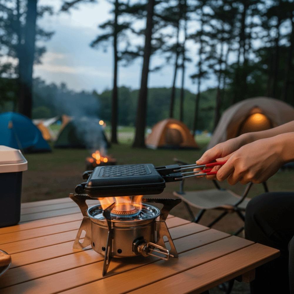 Double-Sided Outdoor Folding Sandwich Grill Pan Non-Stick Detachable Sandwich Maker Heat-resistant Breakfast Machine Camping