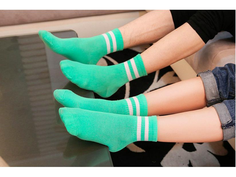 

Striped Black & White Mid-Calf Cotton Socks: Double-Bar Design for Men & Women, Perfect for Preppy School Uniforms