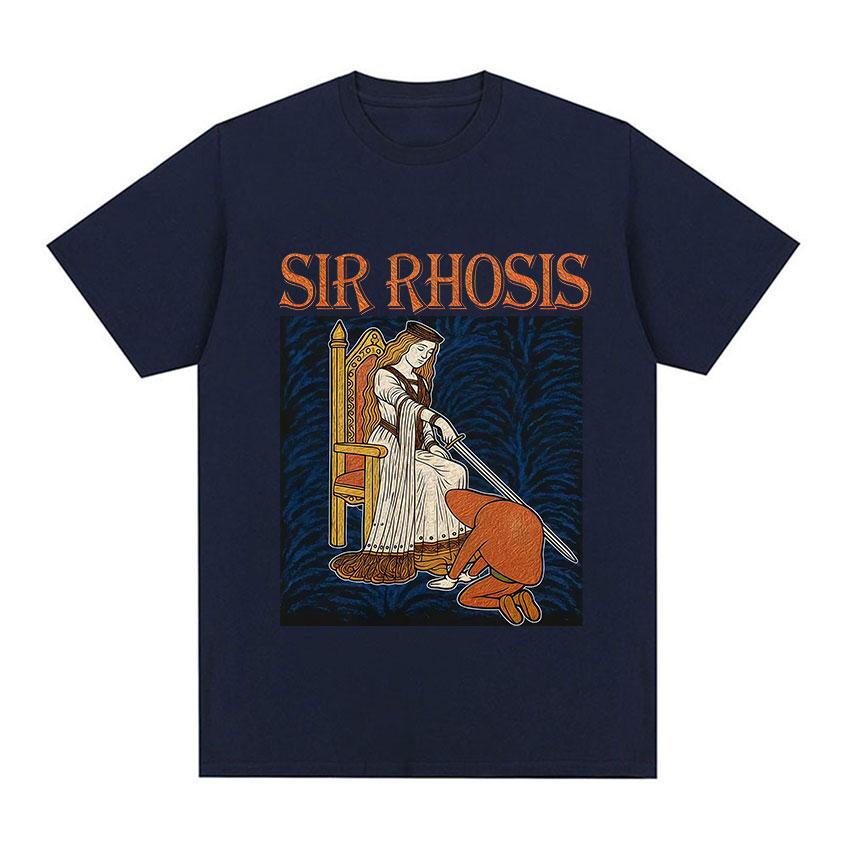 Sir Rhosis Mittelalterliches T-Shirt Lustiges Betrunkener Ritter Meme Grafik T-Shirt Herren Damen Vintage Übergroß 100% Baumwolle Kurzarm T-Shirt