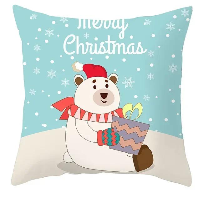 40/45/50/60cm Merry Christmas Santa Claus Printed Cushion Cover for Home Living Room Sofa Decoration Square Pillowcase