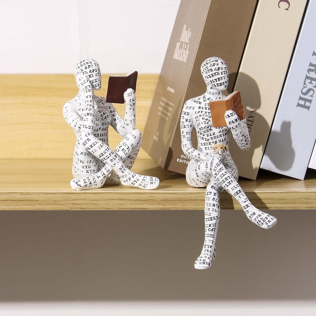 Reading Woman Resin Figurine - Creative Bookshelf and Home Study Decoration Ornament
