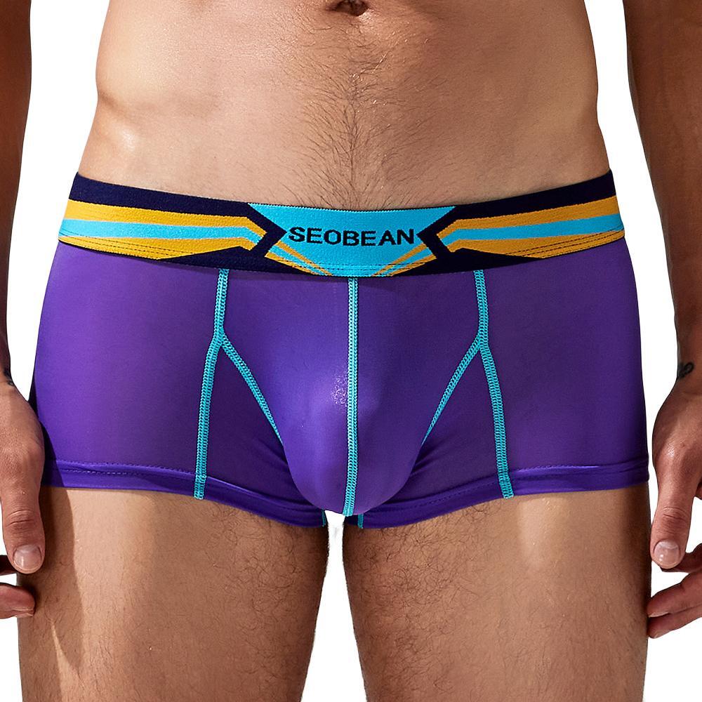 Men's Low Rise Ice Silk Boxer Briefs Quick Dry Athletic Underwear Breathable Sport Trunks for Men