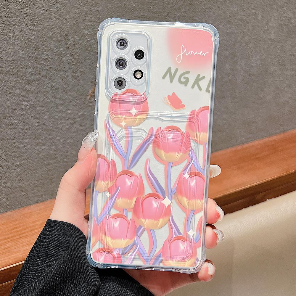 Pouzdro držáku karet pro Samsung A16 A55 5G A54 A15 A35 A52 A53 A73 A34 A33 A14 A13 A12 A32 A72 A25 A24 A22 A51 A50 A71 Měkké kryty