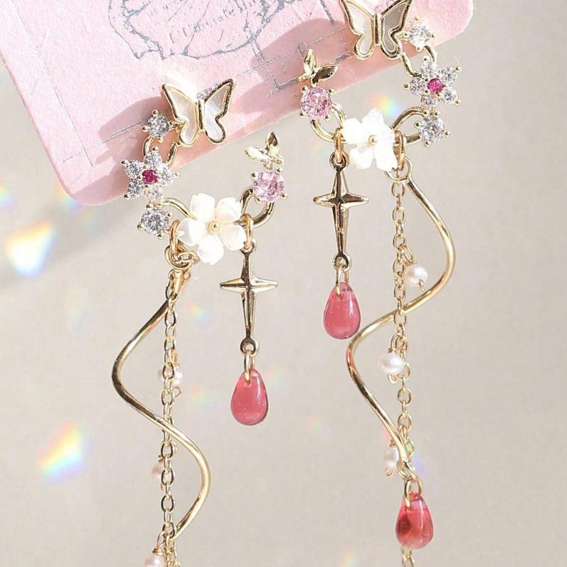 1 Pair Of Chic Black Butterfly Long Tassel Earrings, Versatile For Everyday Wear