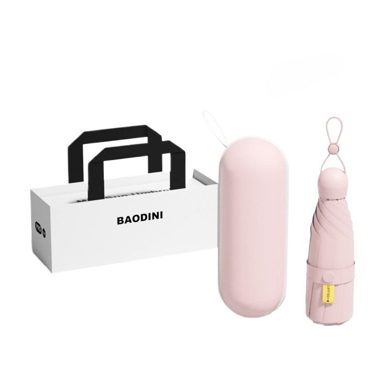 Mini-Damenregenschirm Kleiner Taschen-Fünffach-Sonnenschirm Sonnenschirme Sonnenschutz UV-Schutz Kapselschirm Sonnig und Regnerisch