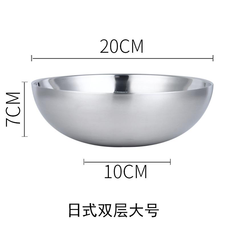 304 Edelstahl Doppelschicht Suppenschüssel Verdickte koreanische Nudelschüssel Haushaltsverbrühungsschutz Reisschüsseln Küchengeschirr