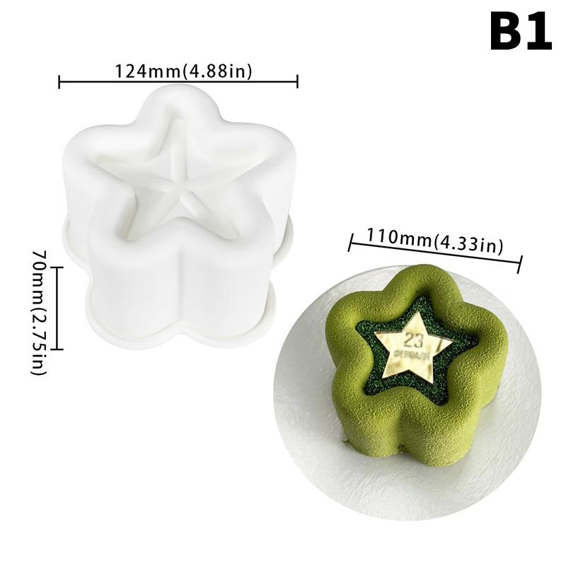 Heart Star Square Cake Silicone Mold Chocolate Mousse Mould Soap Candle Mold Gypsum Making Moulds Kitchen Bakeware