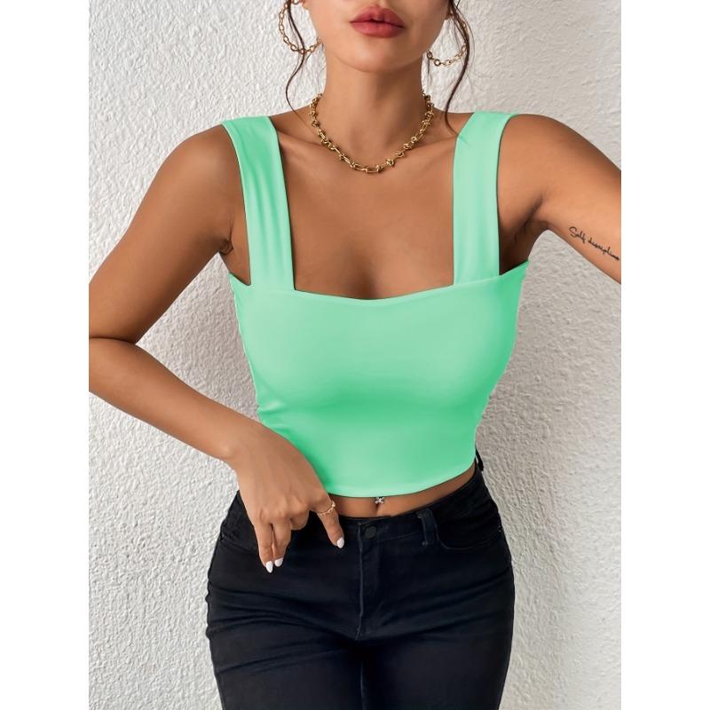 Summer New Women's Camisole Sexy Slim Hot Girl Wide Shoulder Strap Sleeveless Top