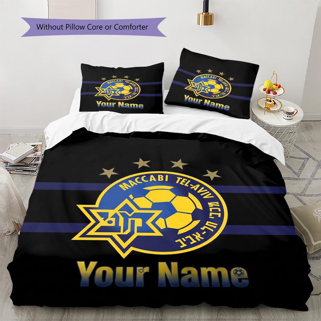 Maccabi Fan Gear Custom Name Pattern Bedding Quilt Set Quilt Cover Pillowcase Home Birthday Gift(1 * duvet cover + 2 * pillowcase, without core)