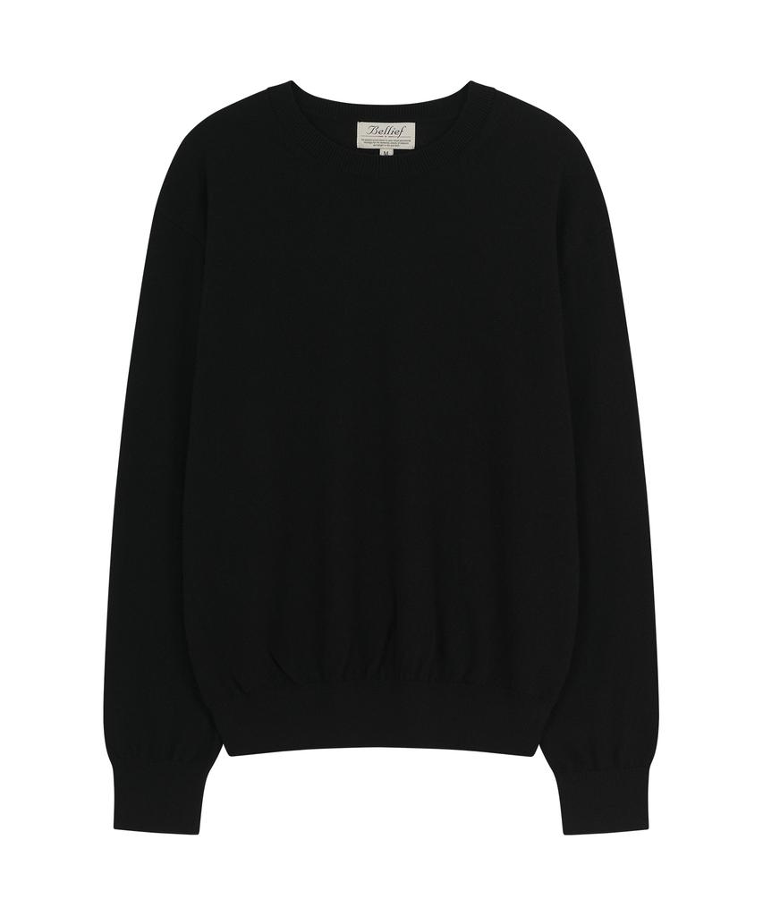 BELLIEF Essential Wool Comfort Crewneck Knit (Black)
