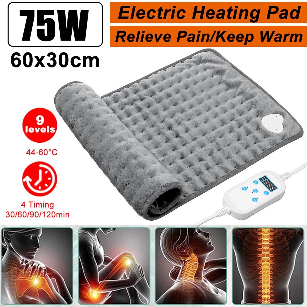 75W 9 Level Microplush Electric Therapy Heating Pad Electric Blanket for Abdomen Waist Back Pain Relief Winter Warmer 60x30cm