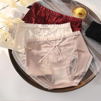 Spitzenrücken Kreuz Satin Übergröße Slips Hohe Taille Reines Verlangen Damen Slips