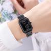 Fashion Women's Steel Belt Electronic Watch Large Screen Square Multi-function Watch Luminous Countdown Electronic Watch