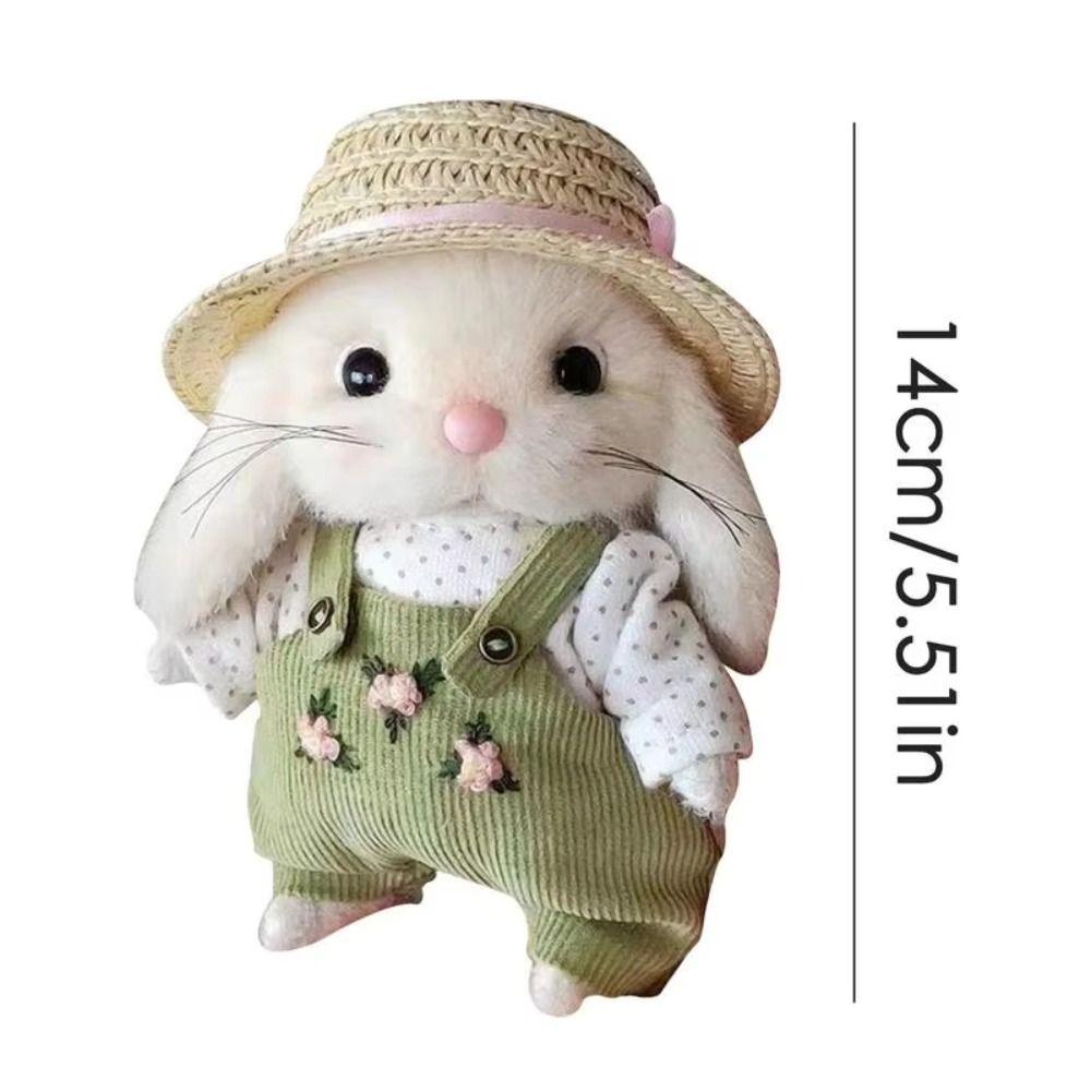 Clothes and Hats Gardener Little Rabbit Doll Handmade Rabbit Plush Doll Backpack Decor