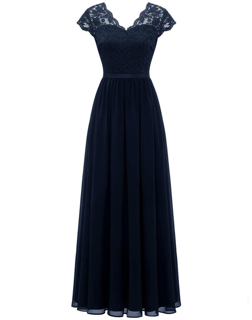 Elegant Lace Splicing Long Evening Dress for an Impressive Look