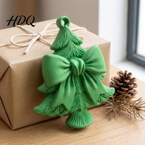 Lightweight Plastic Tree Accessories 3D Printed Christmas Ornament with Bow Design Decorative Xmas Reusable Festive