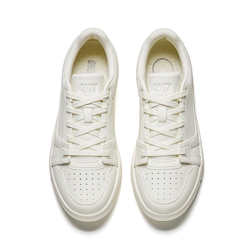 Anta Breath Slip Resistant Abrasion Resistant Low top Skateboard Shoes Women's White Sneakers 122528018-1