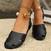 Large Size Sandals Women's Summer New Style Flat Bottom Pearl Decorative Foot Bag Head Sandals