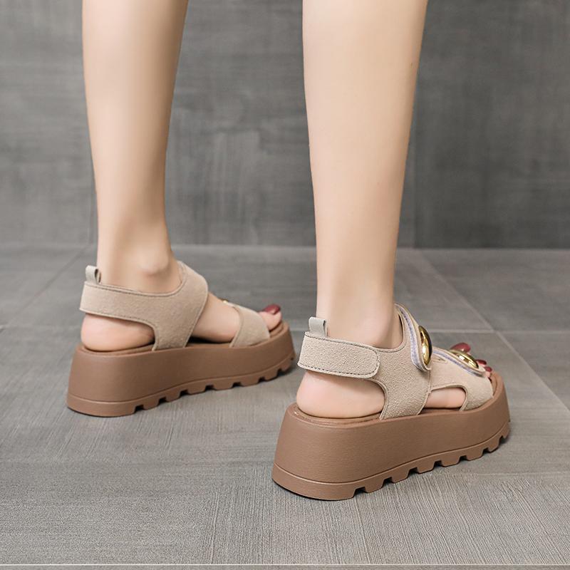 Mode Dam Enfärgade Casual Sandaler, Plattform Ankelspänne Mjuk Sula Gå Kilskor, Slingback Sommarskor