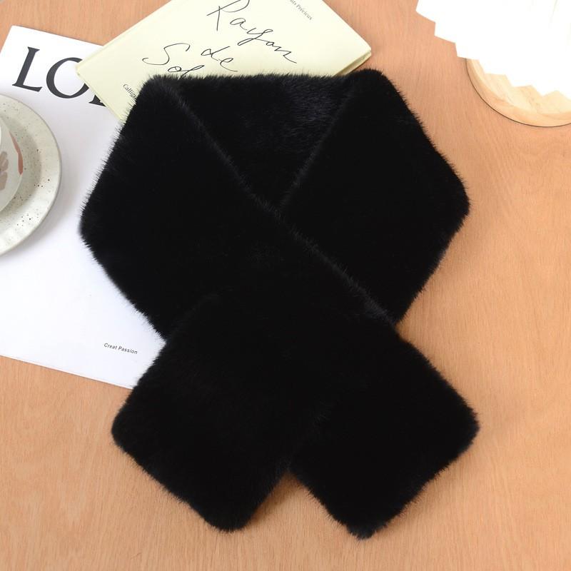 Damen Schal aus Kunstmink-Fleece, Winter, Dick, Warm, Wickeltuch, Überkreuzt, Stylischer Nackenschutz, Unifarben