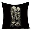 Horror Tarot Cushions Cover Bone Stand Decorative Cushioncovers Print Linen Pillows Black And White Portrait Pillows Cases Cojin
