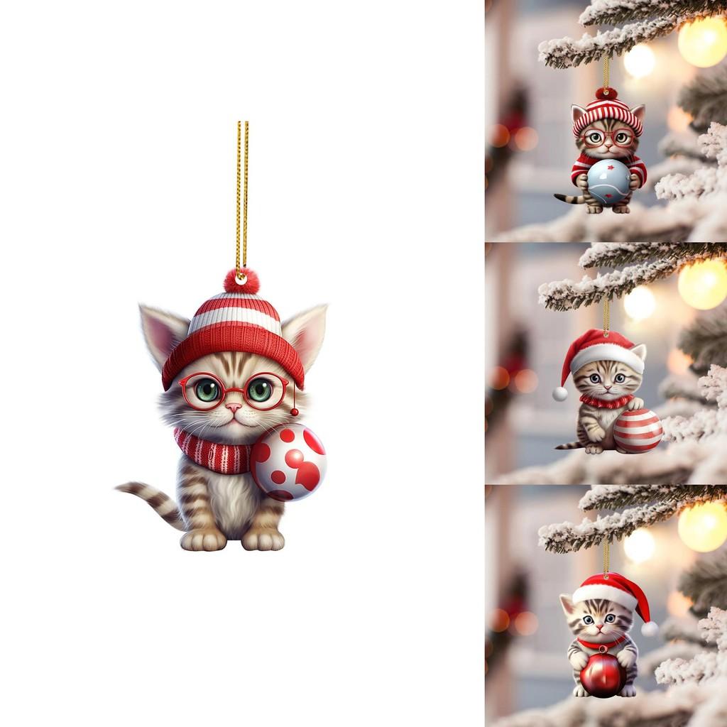 Adorable 2d Cat Acrylic Ornament Creative Decoration For Christmas Mug With Whimsical Charm