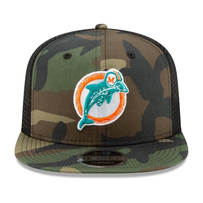 Throwback Miami Dolphins Mesh 9Fifty Snapback Cap wood camo
