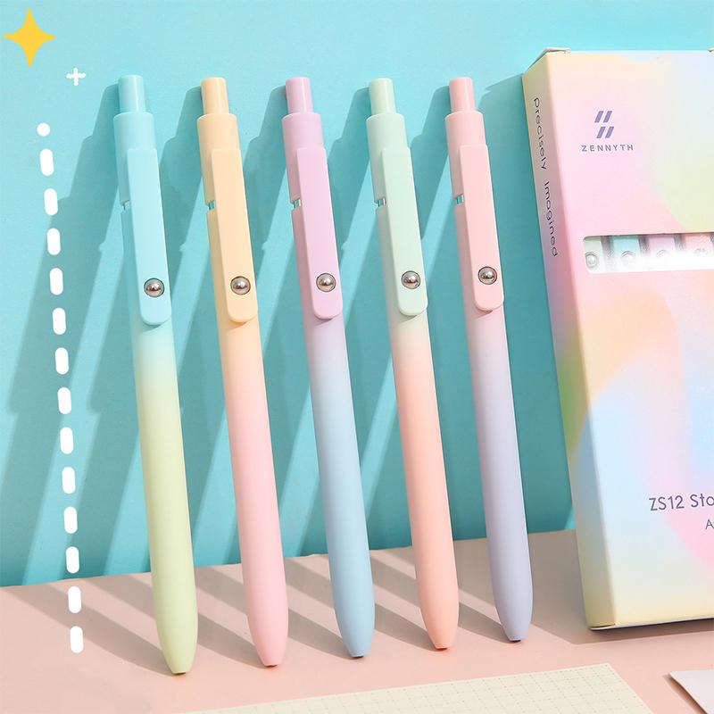 5Pcs Retractable Gel Pens Set, Quick Dry Black Ink Fine Point Soft Touch Roller Ball Gel Ink Pen For Smooth Writing