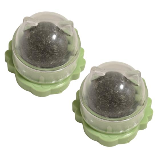

2Pcs Catnip Cat Lick Balls Rotating Catnip Ball Cat Toy Safe Healthy Kitten Chew Toy with Adhesive for Wall or Floor Cats Licking Chewing Play светло-зеленый