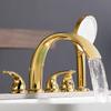 Rose Gold Bathtub Faucet Set Widespread Tub Sink Mixer Tap Brass Brushed Gold Bathroom Bath Shower Faucet with Hand shower Head