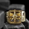 Inele Noi cu Busolă Vikingă, Inel Retro Aurit European și American pentru Bărbați, Inel Simplu și la Modă pentru Bărbați